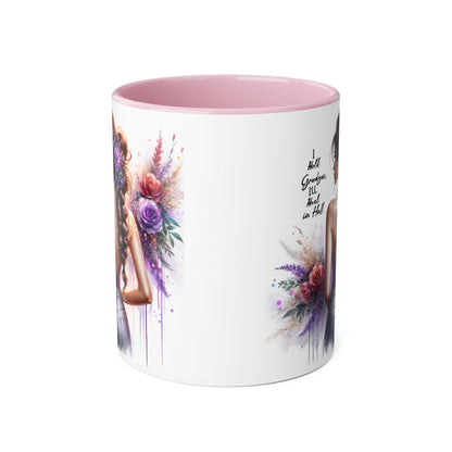 I Hold Grudges, I'll Heal in Hell Colorful Floral Accent Mug, Inspirational Mug, Gift for Friends, Coffee Lover Mug, Unique Tea Mug, Motivational Drinkware