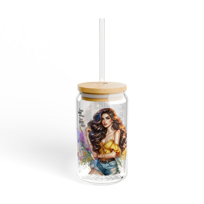 I Don't Make Mistakes, I Date Them Stylish Sipper Glass, 16oz with Elegant Art Design, Perfect for Gifts, Parties, Home Decor, Eco-Friendly Drinkware