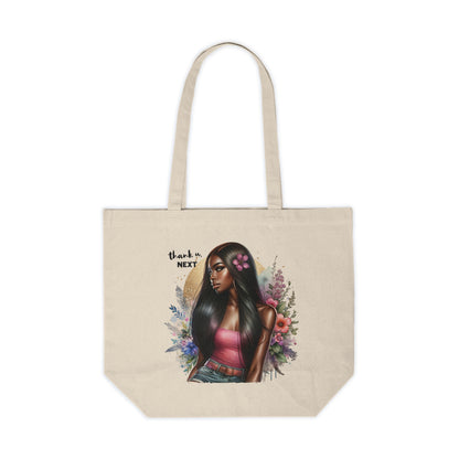 Thank U, Next Chic Floral Tote Bag, Boho Shopping Bag, Thank You Next Canvas Bag, Gift for Her, Eco-Friendly Grocery Tote