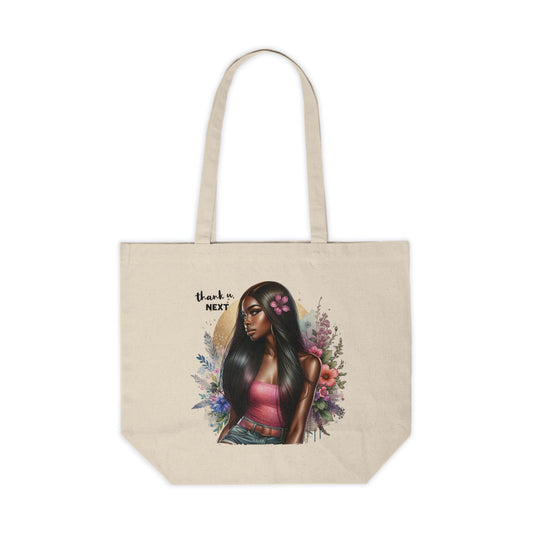 Thank U, Next Chic Floral Tote Bag, Boho Shopping Bag, Thank You Next Canvas Bag, Gift for Her, Eco-Friendly Grocery Tote