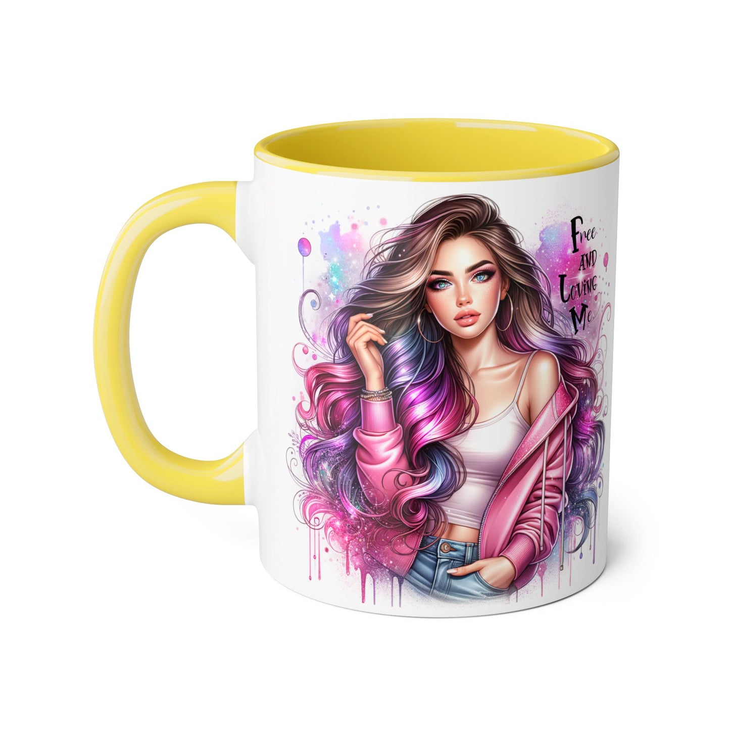 Colorful Motivational Accent Mug - "Free and Loving Me" - Self-Care Gift, Inspirational Drinkware, Artistic Coffee Cup, Unique Present, [...]