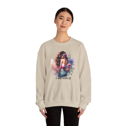 1-800-Boys-Lie Boss Babe Floral Sweatshirt | Unisex Comfortable Crewneck, Trendy Gift for Her, Affirmation Clothing, Cozy Fashion
