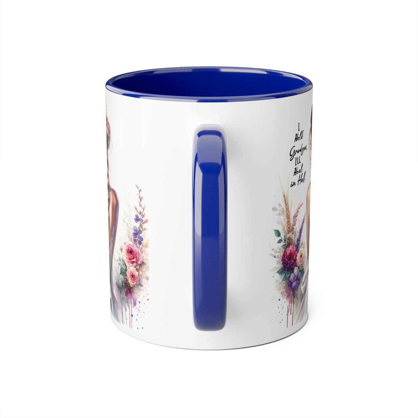 I Hold Grudges, I'll Heal in Hell Elegant Floral Accent Mug - Perfect for Coffee Lovers, Gift for Brides, Wedding Favors, Inspirational Drinkware, Home Decor