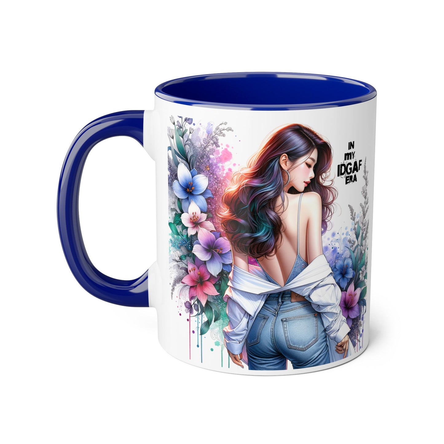 Floral Graphic Accent Mug, Gift for Her, Coffee Tea Mug, Unique Housewarming Present, My IDGAF Era