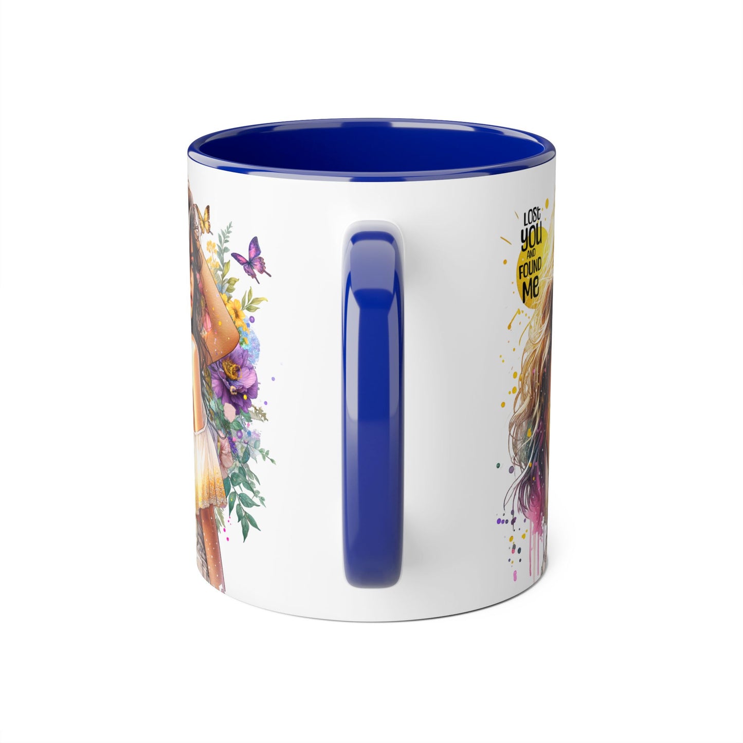 Lost You Found Me Accent Mug, Inspirational Coffee Cup, Gift for Her, Floral Art, Unique Drinkware, Birthday Mug