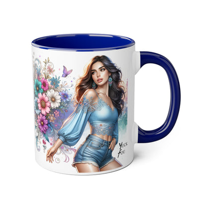 Yuck Fou Artistic Accent Mug, Floral Coffee Cup, Unique Gift for Her, Decorative Drinkware, Birthday Present, Home Décor