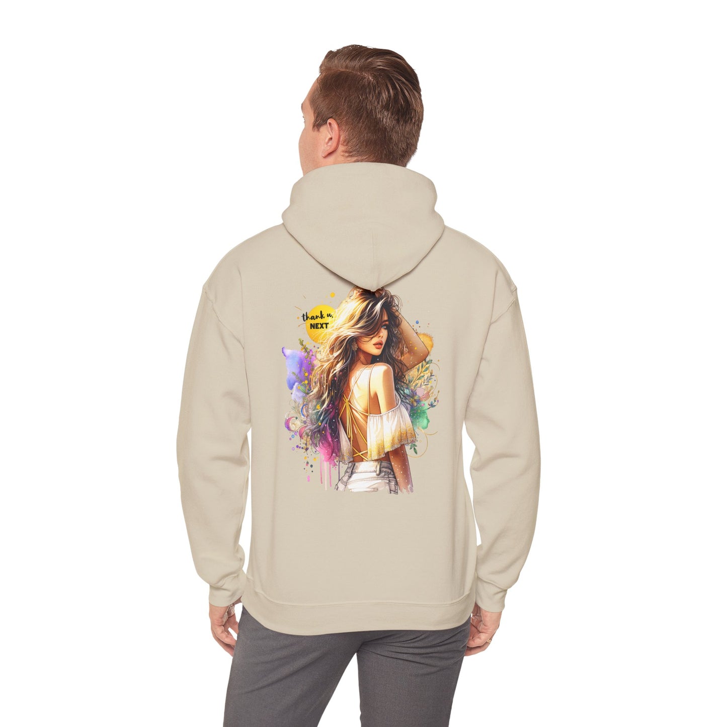Thank U, Next Vibrant Art Hoodie - Stylish Unisex Sweatshirt with Colorful Design, Casual Wear, Gift Idea for Festivals, Cozy Layering