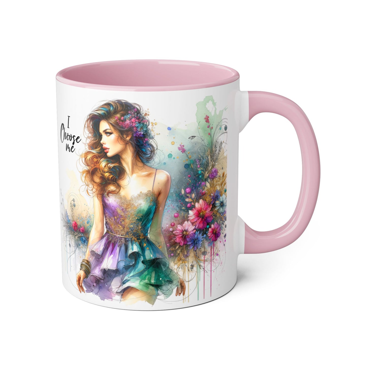 I Choose Me Empowerment Accent Mug - I Choose Me, Inspirational Coffee Cup, Self-Love Gift, Women’s Empowerment, Floral Décor, Motivational Drinkware