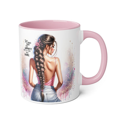 Money Can't Buy Happiness But It Can Buy Divorce Humoristic Empowered Woman Accent Mug, Inspirational Coffee Cup, Gift for Her, Motivational Mugs, Birthday Present, Unique Drinkware