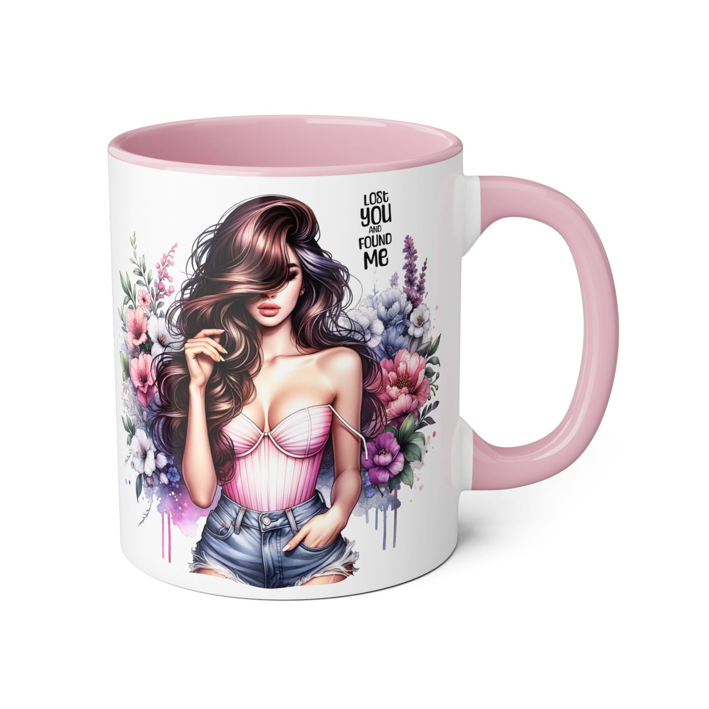 Floral Art Accent Mug - Lost You and Found Me , Coffee Lover Gift, Home Decor, Birthday, Mother's Day, Inspirational Drinkware