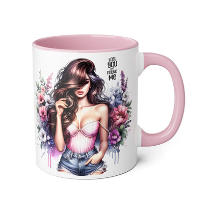 Floral Art Accent Mug - Lost You and Found Me , Coffee Lover Gift, Home Decor, Birthday, Mother's Day, Inspirational Drinkware