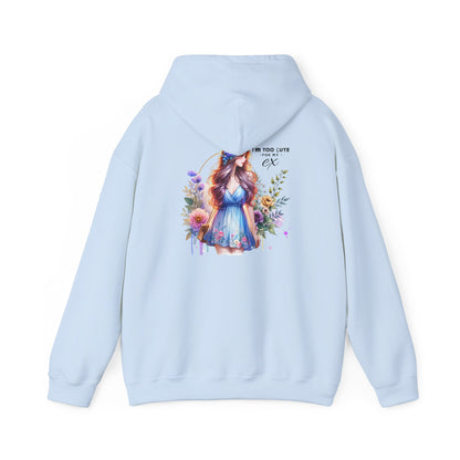 Too Cute For My Ex Floral Hoodie - Unisex Sweatshirt, Graphic Sweatshirt, Gift for Her, Cute Outfit, Spring Fashion, Art-Inspired Clothing