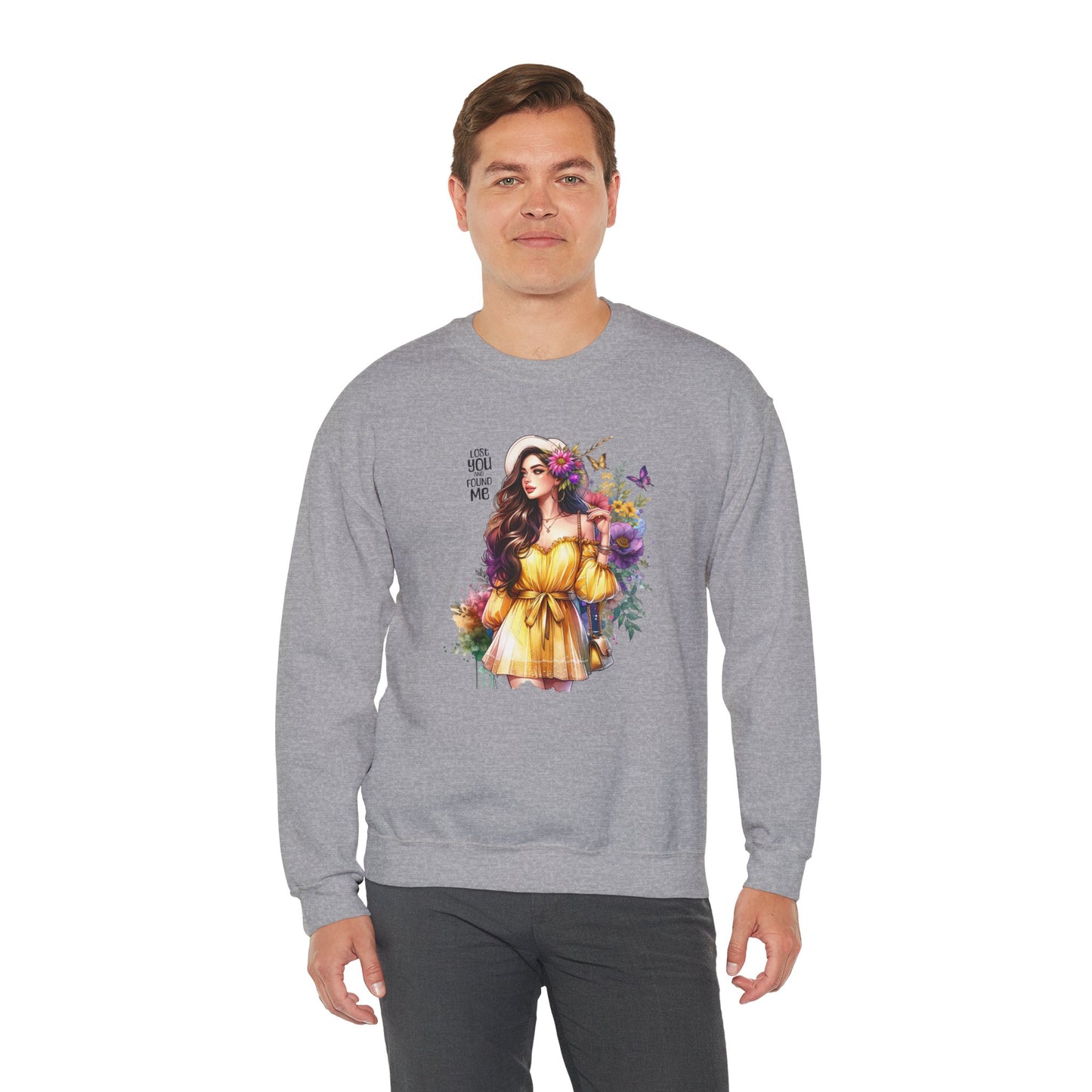 Lost You And Found Me Floral Art Crewneck Sweatshirt, Cozy Unisex Sweater, Gift for Her, Spring Fashion, Inspirational Apparel