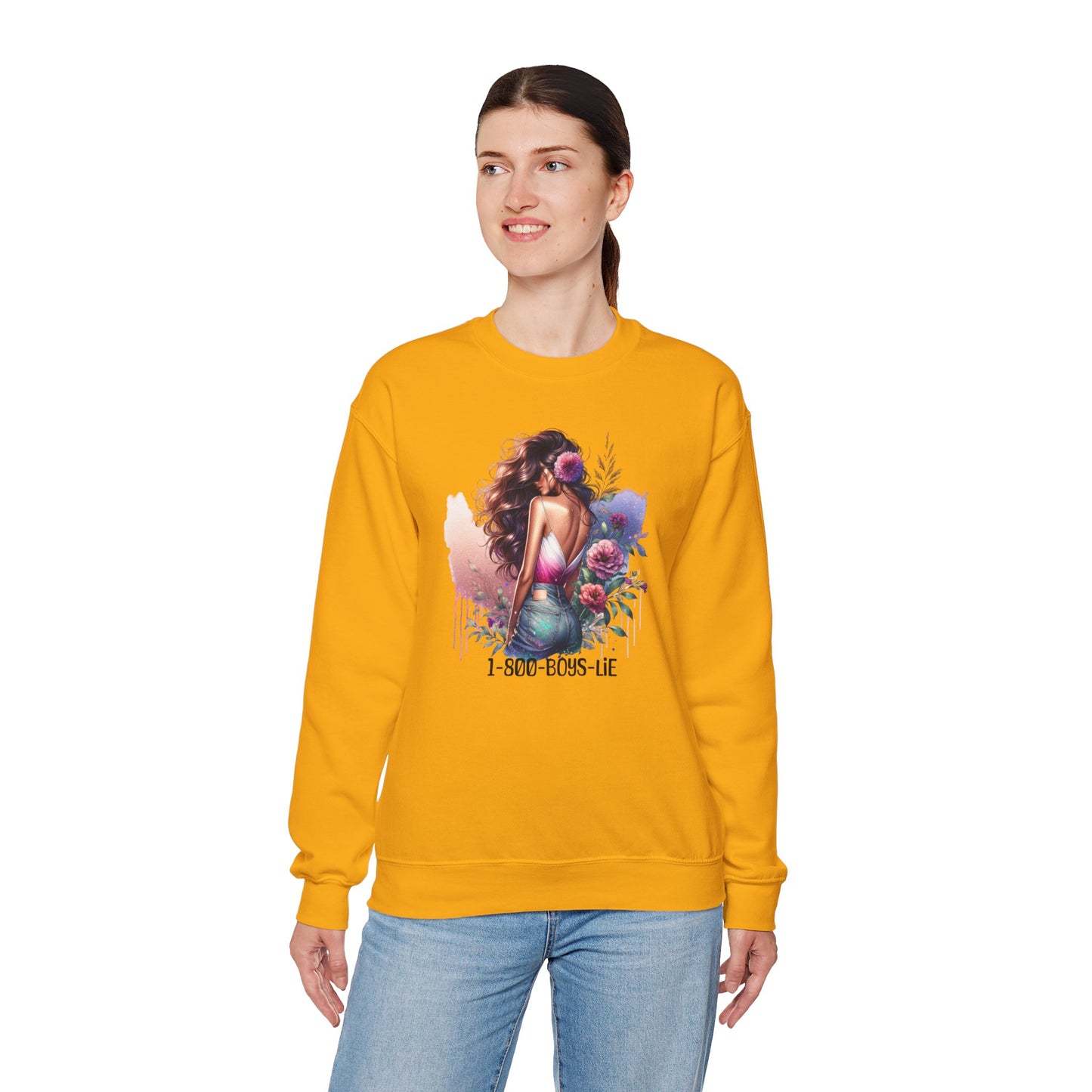 1-800-Boys-Lie Boss Babe Floral Sweatshirt | Unisex Comfortable Crewneck, Trendy Gift for Her, Affirmation Clothing, Cozy Fashion