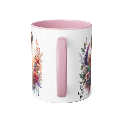 Free and Loving Me Floral Accent Mug, Artistic Coffee Cup, Gift for Mom, Birthday, Mother's Day, Home Decor, Inspirational Mug