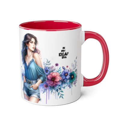 Chic IDGAF Accent Mug, Floral Art, Gift for Her, Coffee Lover, Unique Decor, Trendy Mug, Self-Care Gift
