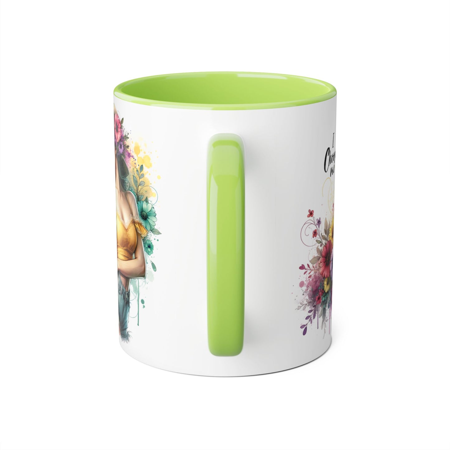 I Choose Me Chic Floral Accent Mug, Inspirational Gift for Her, Coffee Tea Lover, Birthday Present, Colorful Art Mug
