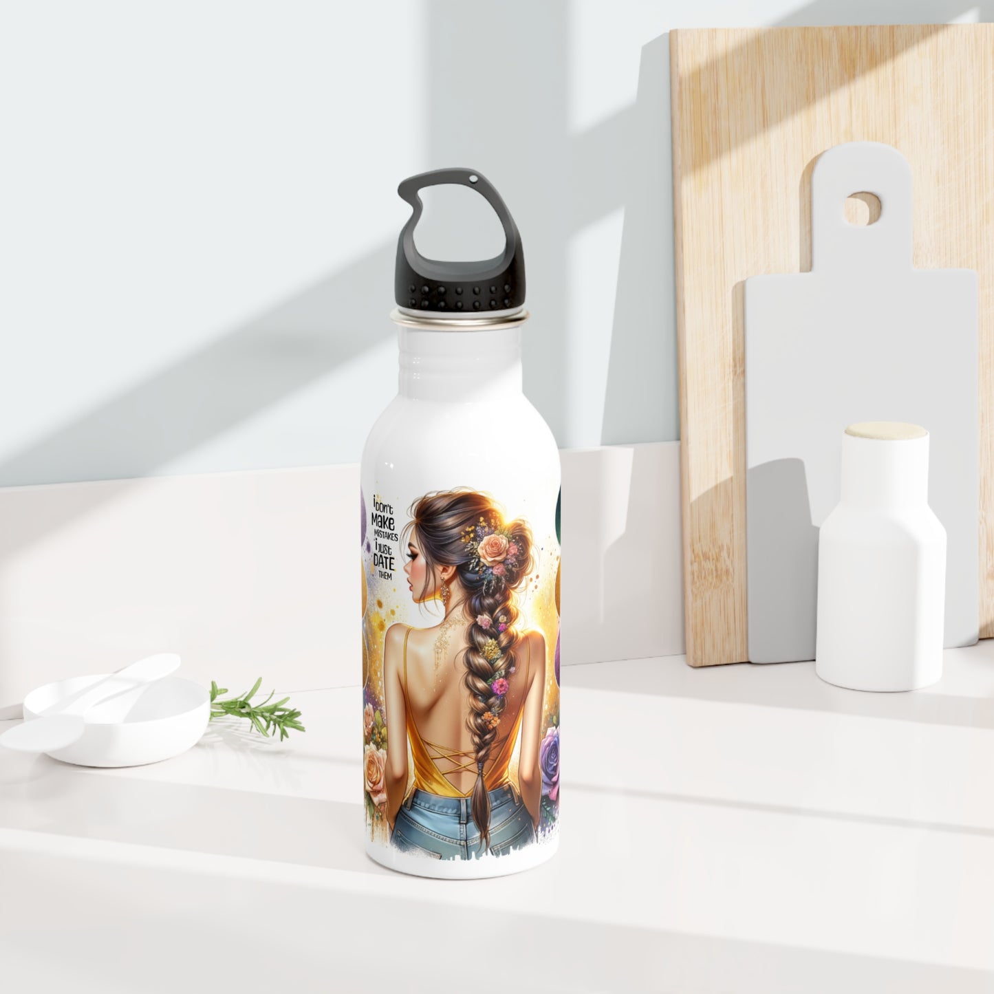 Stainless Steel Breakup Water Bottle- I Don't Make Mistake, I Date Them Design