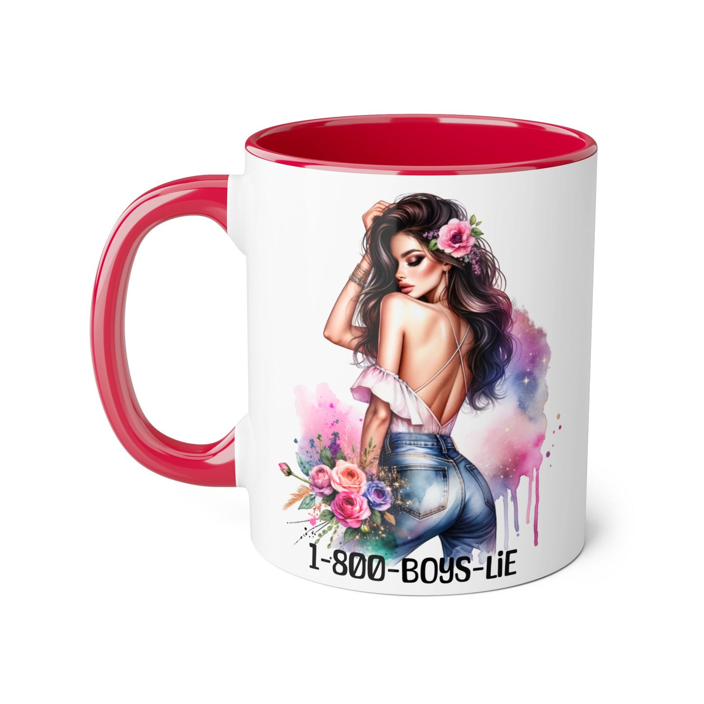 Stylish Accent Mugs, 11oz - Fun Gift for Friends, 1-800-BOYS-LIE, Coffee Lover Present, Unique Mug for Selfies