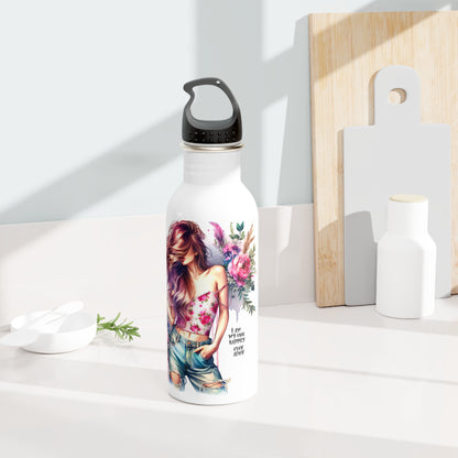 I Am My Own Happily Ever After Stylish Floral Stainless Steel Water Bottle, Trendy Hydration Bottle, Eco-Friendly Gift, Fitness Accessories, Summer Travel Gear