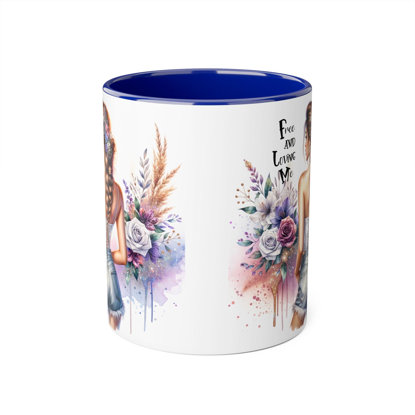 Free and Loving Me Chic Floral Accent Mug - Perfect Gift for Nature Lovers, Coffee Drinkers, Home Decor, Inspirational, Mother’s Day