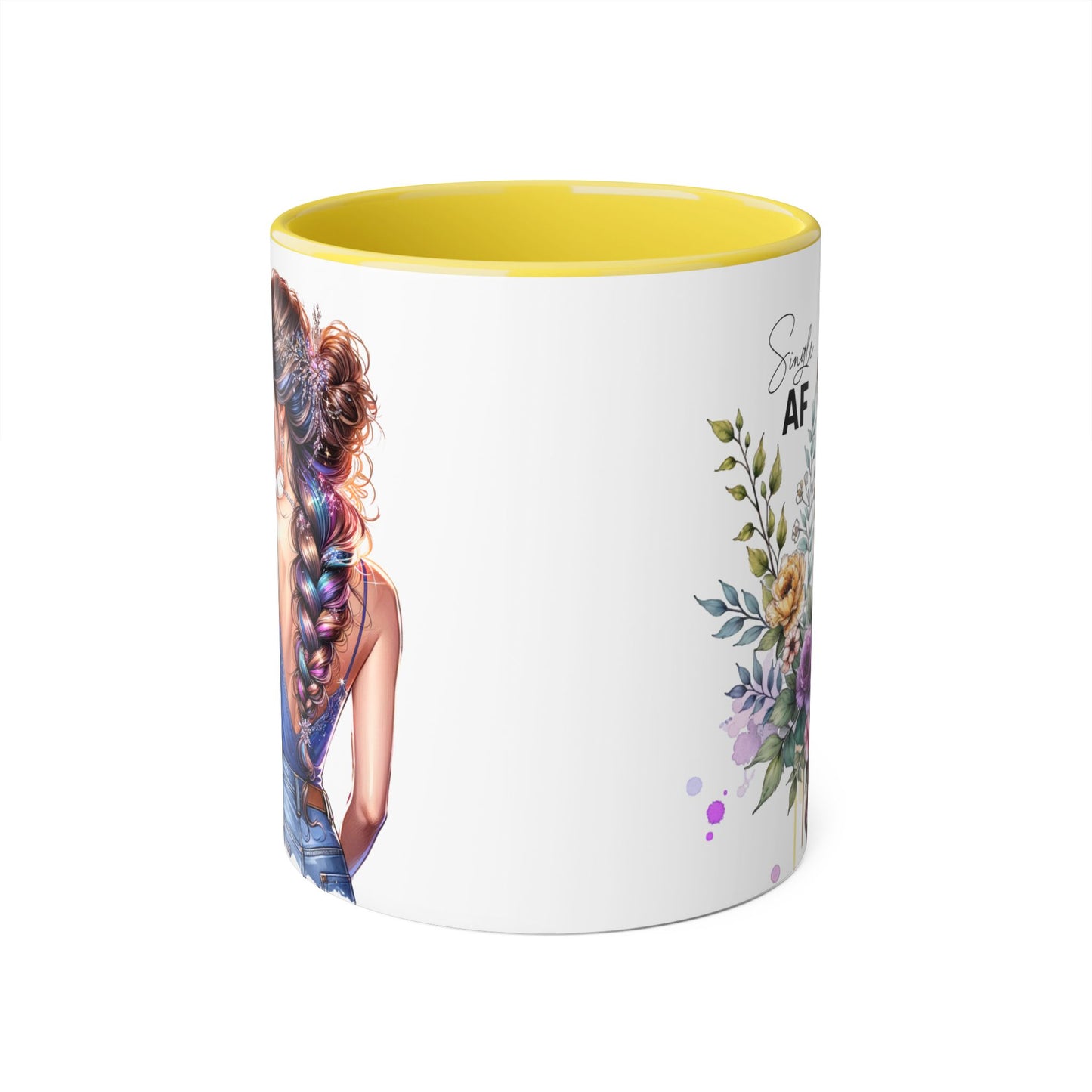 Single AF Stylish Accent Mugs for Coffee Lovers, Floral Design Mug, Gift for Her, Unique Tea Mug, Simple AF Mugs for Home Decor
