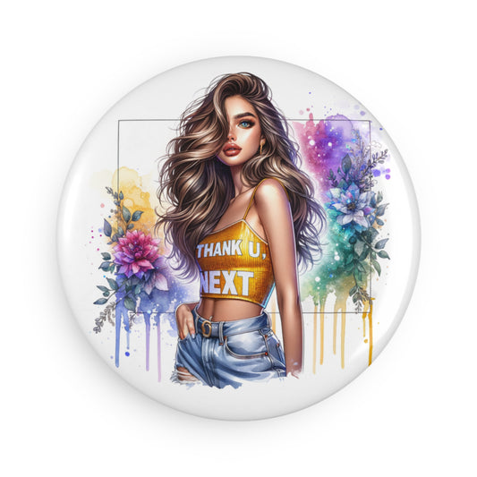 Thank U, Next  Decorative Round Magnet, Gifts for Her, Refrigerator Decor, Chic Home Accessory, Unique Birthday Gift