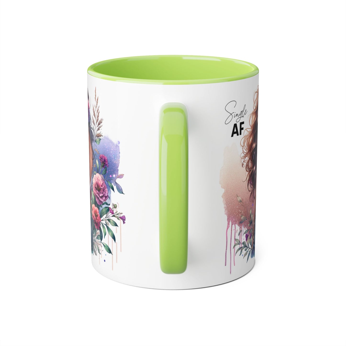 Single AF Floral Accent Mug - Drinkware for Single Ladies, Self-Care Gift, Coffee Lover, Unique Home Decor, Valentine's Day Gift