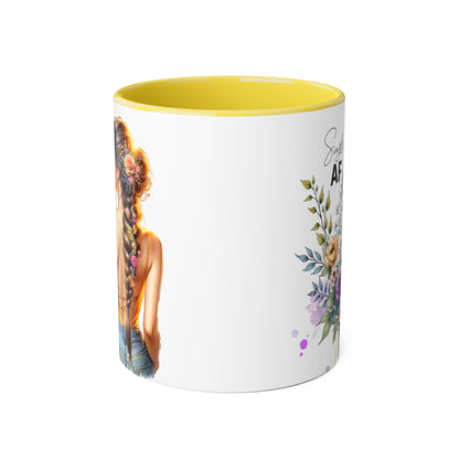 Single AF Floral Accent Mug - Cute Gift for Friends, Coffee Lover, Relationship Humor, Self-Care, Birthday, Celebration