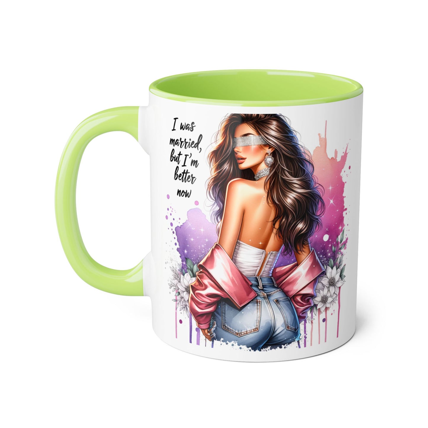 I Was Married Before But I'm Better Now Humoristic Empowered Woman Accent Mug - Inspirational Coffee Cup, Gift for Her, Motivational Mug, Self-Love Reminder, Unique Office Decor