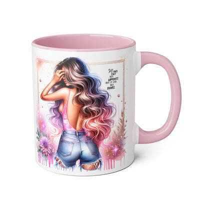 Money Can't Buy Happiness But It Can Buy Divorce Humoristic Gorgeous Floral Accent Mug, Inspirational Coffee Cup, Perfect Gift for Her, Girl Boss Mug, Motivational Drinkware