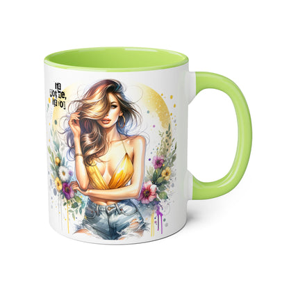 It's Not Me, It's You Humoristic Vibrant Floral Accent Mug, 11oz Coffee Cup, Mother's Day Gift, Boho Chic, Cozy Home Decor, Artist Designed Drinkware