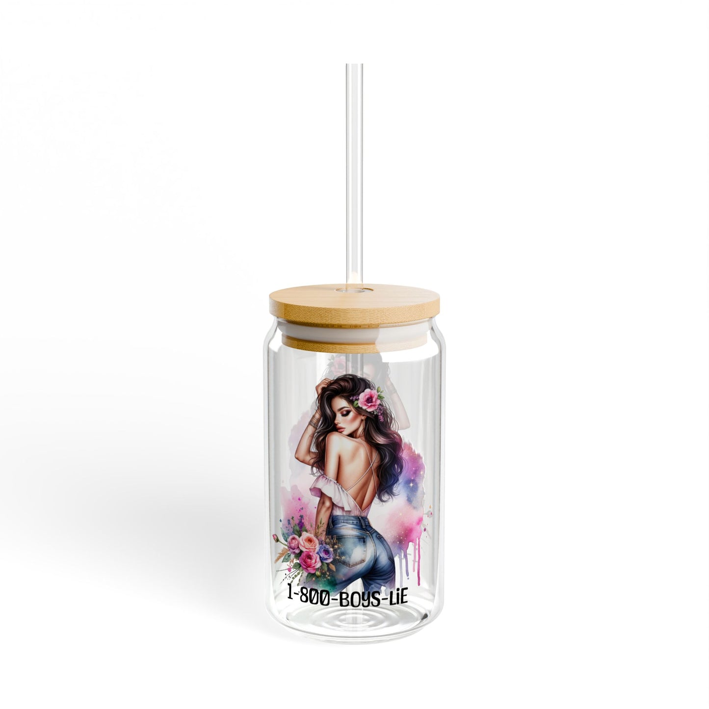 1-800-Boys-Lie Boss Babe Sipper Glass, 16oz | Stylish Drinkware for Home & Office, Perfect Gift for Bosses, Fun Bachelorette or Birthday Party Favors