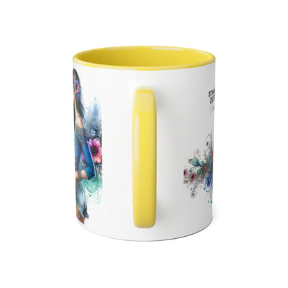 Straight Outta Divorced Humoristic Bohemian Accent Mugs with Floral Art – Trendy Coffee Cup, Gift for Friends, Decor, Home, Birthday, or Celebration