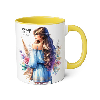 Straight Outta Divorced Humoristic Artistic Accent Mug -  Inspiring Gift for Her, Coffee Tea Cup, Home & Kitchen Decor, Personalized Unique Gift