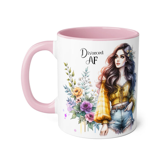 Divorced AF Accent Mug, 11oz - Inspirational Coffee Cup for Strong Women, Gift for Divorcees, Coffee Lovers, Self-Love, Empowerment
