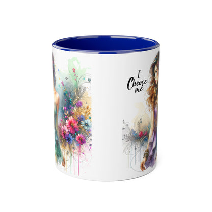 I Choose Me Empowerment Accent Mug - I Choose Me, Inspirational Coffee Cup, Self-Love Gift, Women’s Empowerment, Floral Décor, Motivational Drinkware