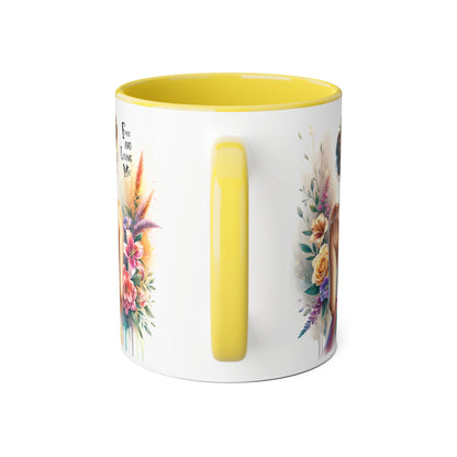 Free and Loving Me Empowering Quote Accent Mug, Inspirational Coffee Mug, Floral Design Mug, Unique Gift for Women, Motivational Drinkware