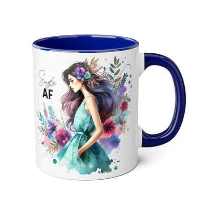 Single AF Floral Accent Mug - Perfect Gift for Singles, Coffee Lovers, Birthday, Self-Care, Galentine's Day