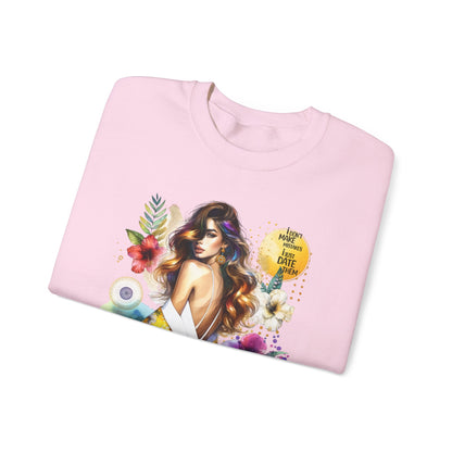 I Don't Make Mistakes, I Just Date Them Floral Art Crewneck Sweatshirt, Comfortable Ladies Fashion, Gift for Her, Boho Style, Casual Outfit, Cozy Sweater