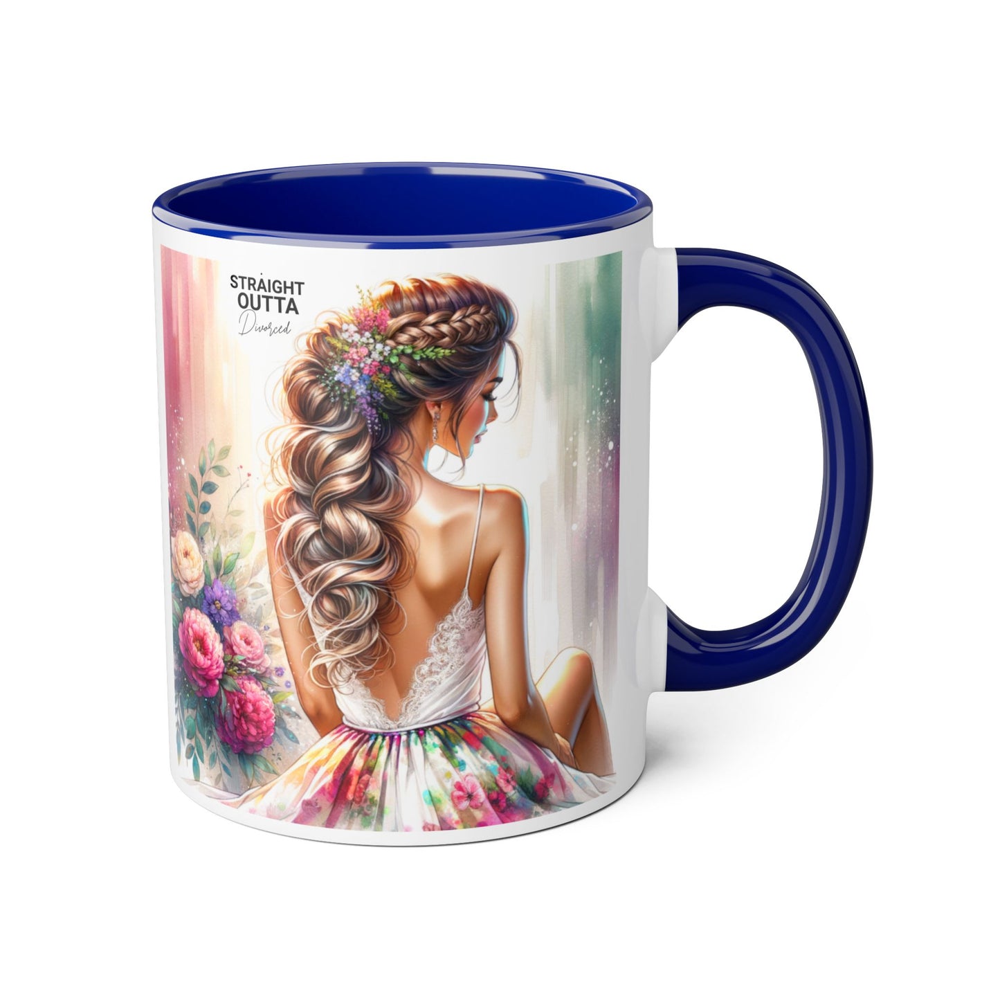 Straight Outta Divorced Humoristic Elegant Floral Accent Mug, Artistic Coffee Cup, Gift for Her, Home Decor, Tea Lover's Mug, Birthday Gift Idea, Wedding Favor