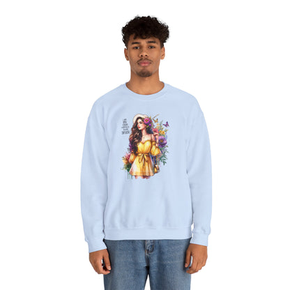 I Am My Own Happily Ever After  Floral Goddess Crewneck Sweatshirt - Boho Chic, Cozy Style, Perfect for Spring, Gift for Her, Casual Wear, Everyday Comfort