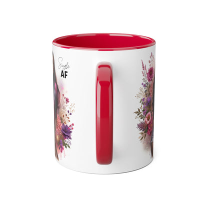 Colorful Floral Single AF Accent Mug, Aesthetic Coffee Cup for Coffee Lovers, Unique Gift for Birthdays, Special Occasions, Art Enthusiasts
