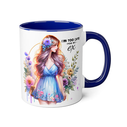I'm Too Cute For My Ex Floral Ex-Partner Mug, Coffee Cup for Breakup Gifts, Girlfriend Present, Humor Mug, Cute Gift Idea for Her