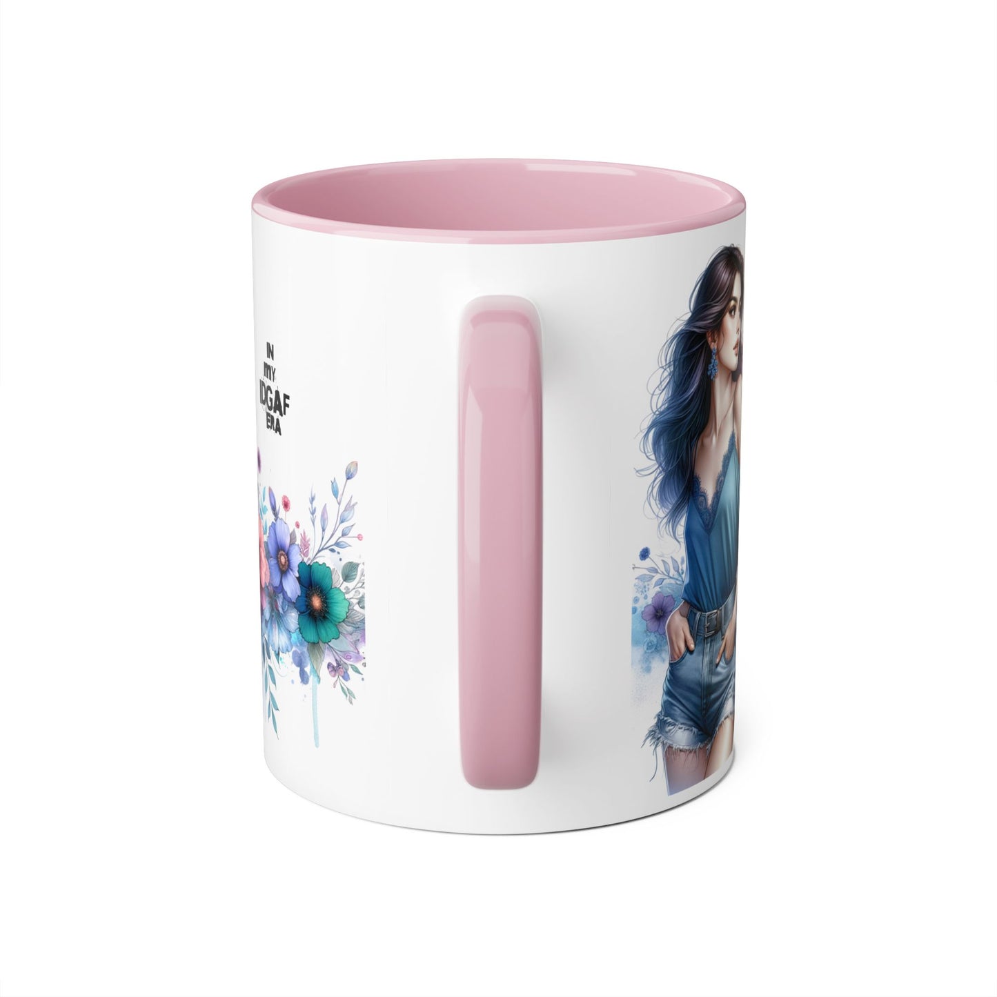 Chic IDGAF Accent Mug, Floral Art, Gift for Her, Coffee Lover, Unique Decor, Trendy Mug, Self-Care Gift