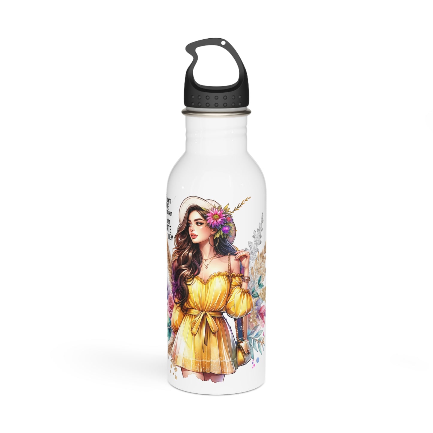 I Don't Make Mistakes, I Date Them Chic Floral Water Bottle with Inspirational Quote, Travel Companion, Eco-Friendly Gift, Summer Hydration, Unique Housewarming Present