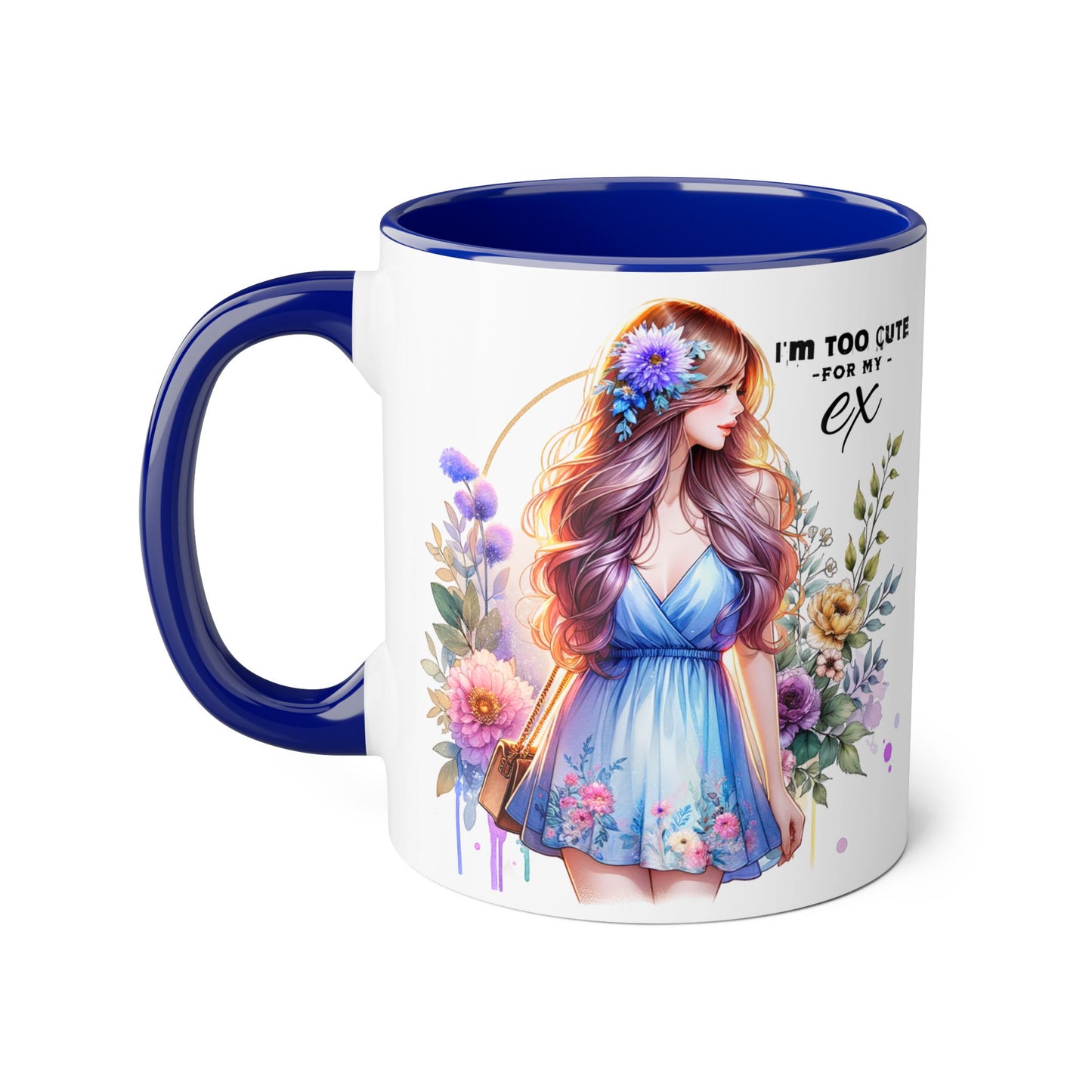 I'm Too Cute For My Ex Floral Ex-Partner Mug, Coffee Cup for Breakup Gifts, Girlfriend Present, Humor Mug, Cute Gift Idea for Her