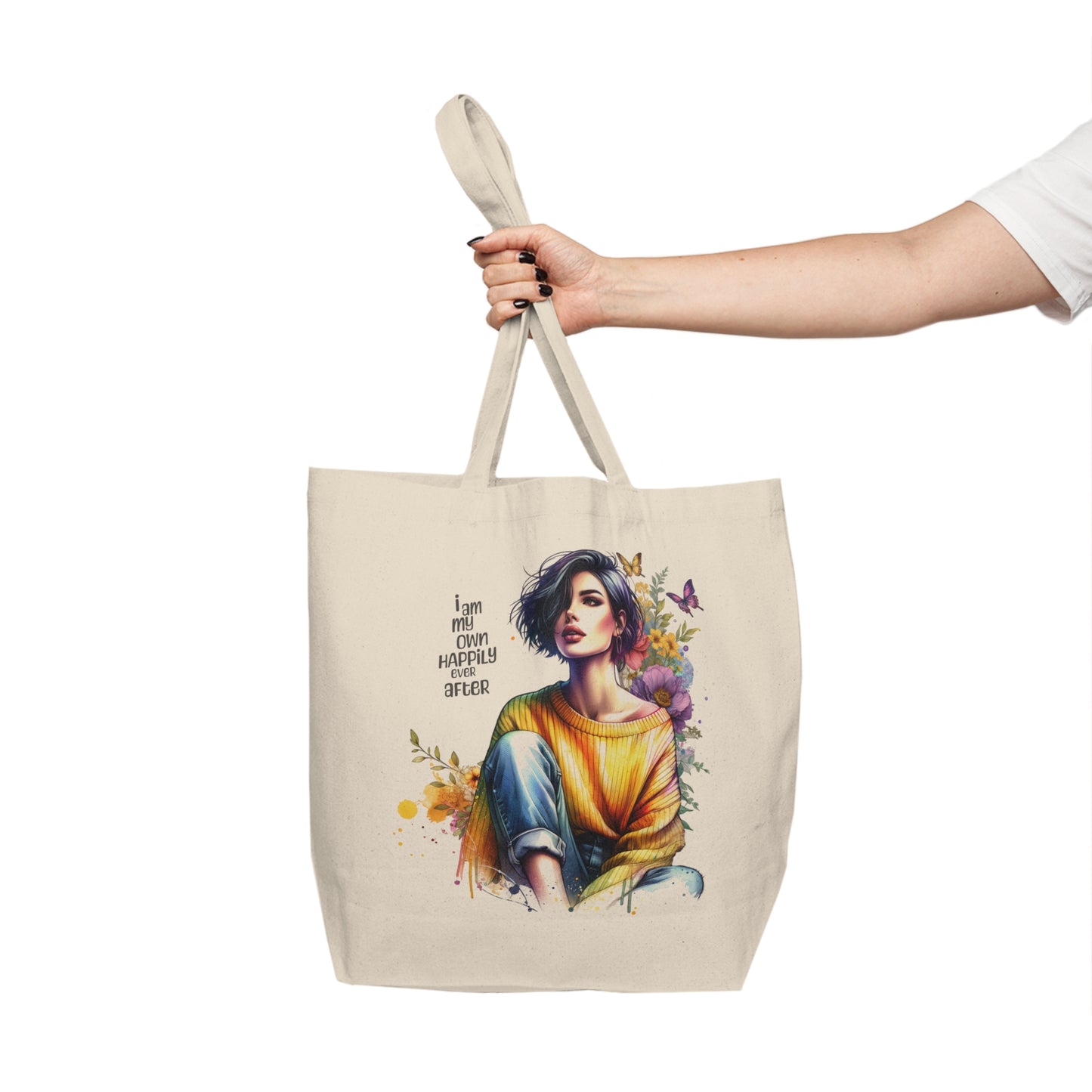 I Am My Own Happily Ever After Stylish Floral Canvas Shopping Tote - Eco-Friendly Gift Bag, Reusable Grocery Bag, Trendy Market Tote, Inspirational Art Tote, Summer [...]