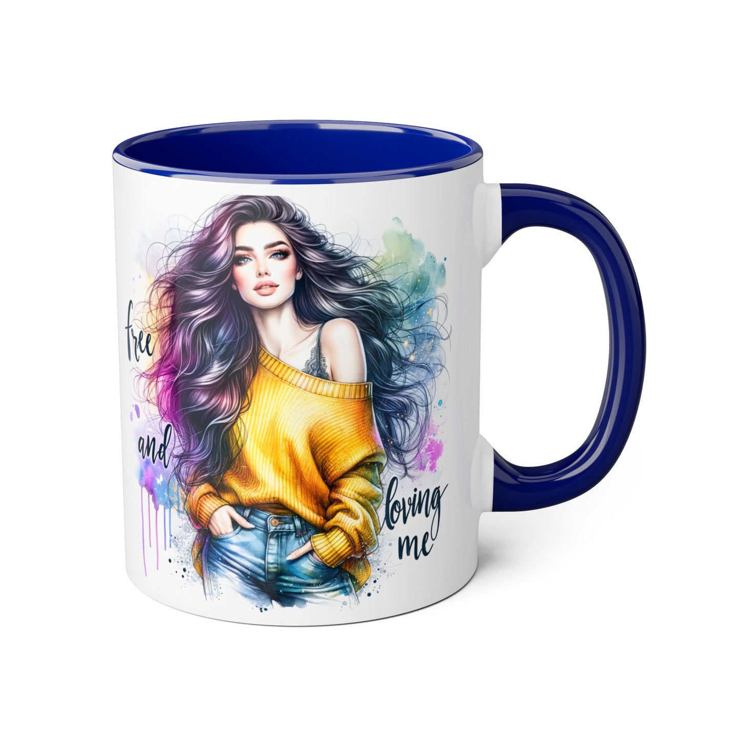 Colorful Inspirational Accent Mug, Free and Loving Me Coffee Cup, Artistic Drinkware Gift for Her, Vibrant Daily Motivation, Birthday [...]