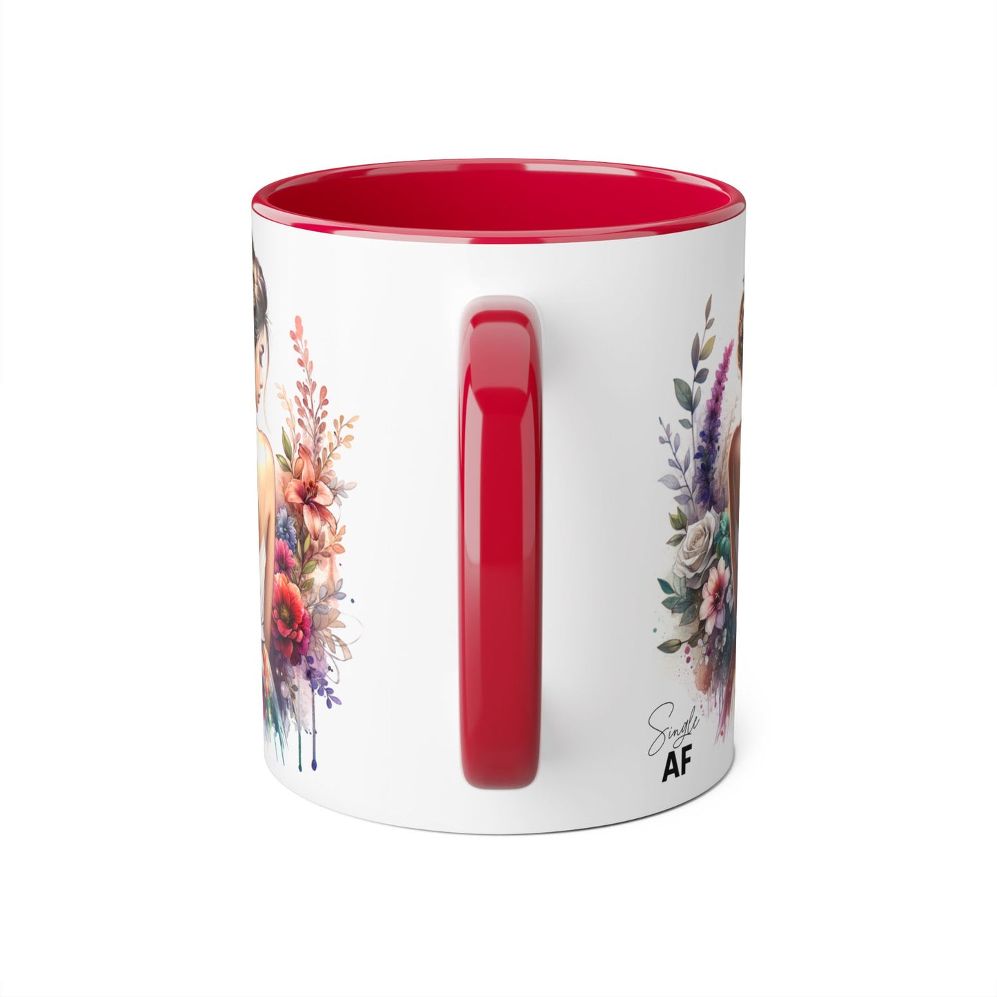 Single AF Floral Elegance Mug, Custom Coffee Cup, Gift for Her, Bridesmaid Present, Artful Design, Home Decor